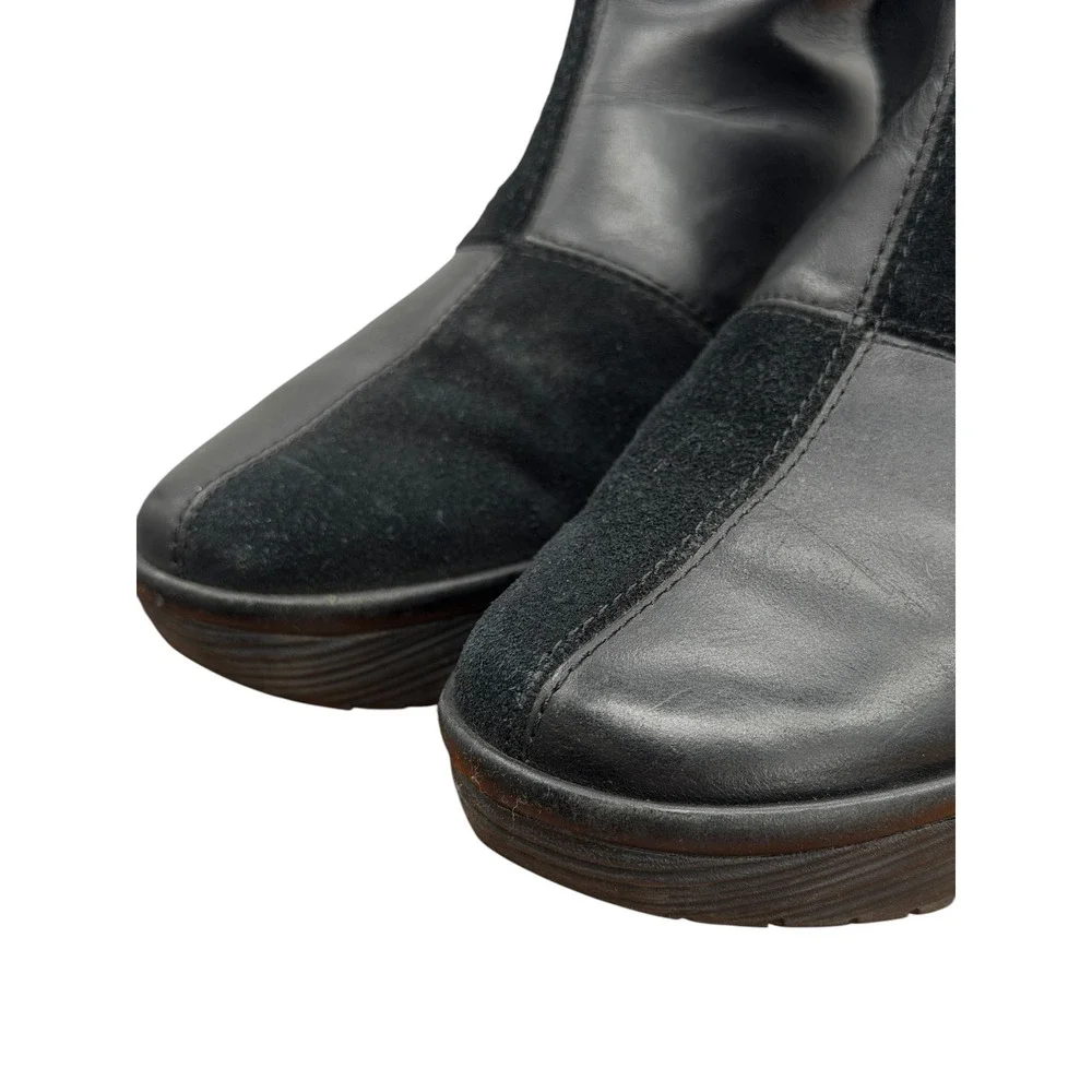 Fly London Wedge Ankle Checker Boot Women SZ 36 5.5 Black Leather Suede Comfort